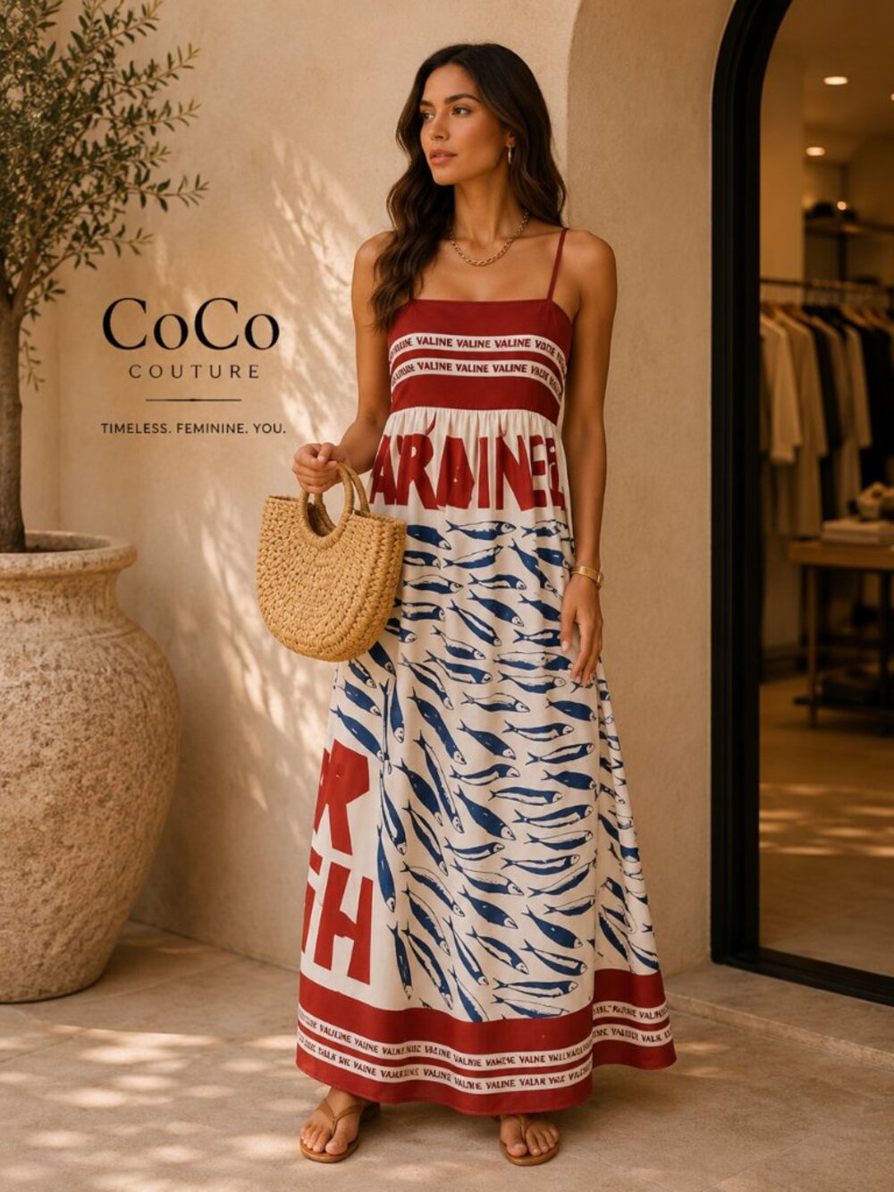 SARD89 Red, Blue and white "Sardine" Sundress